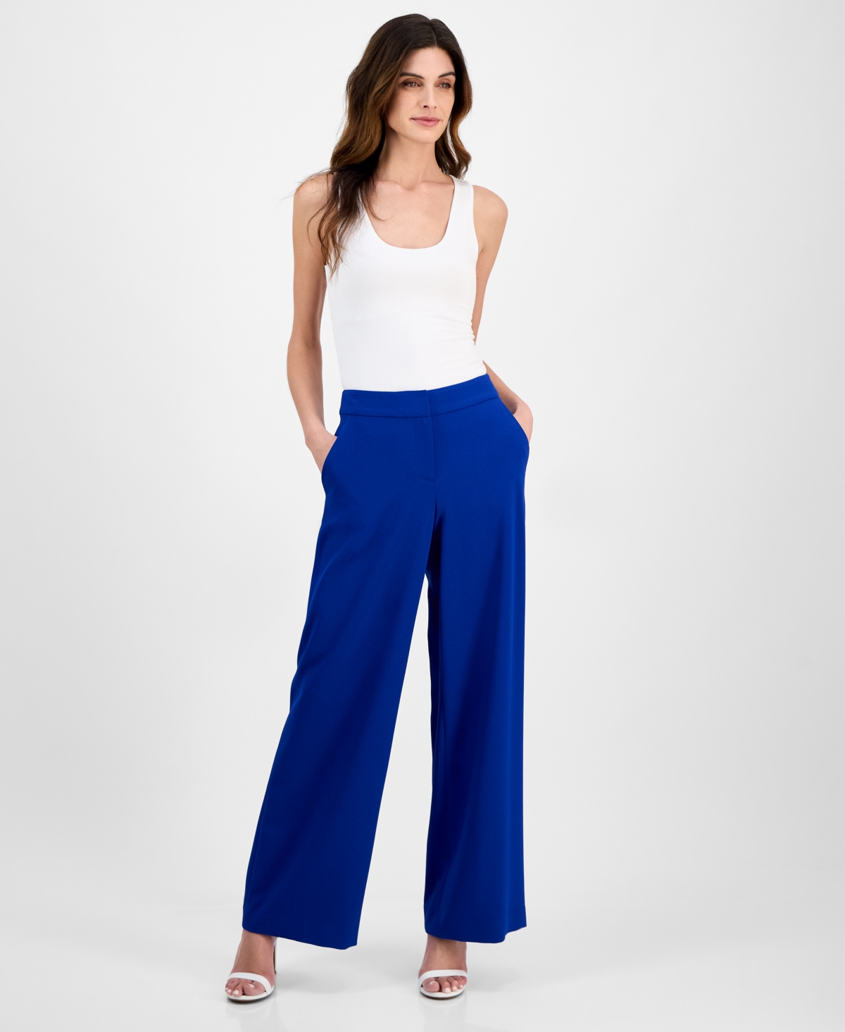 Women's Mid-Rise Wide-Leg Pants, Regular & Petite - Deep Navy