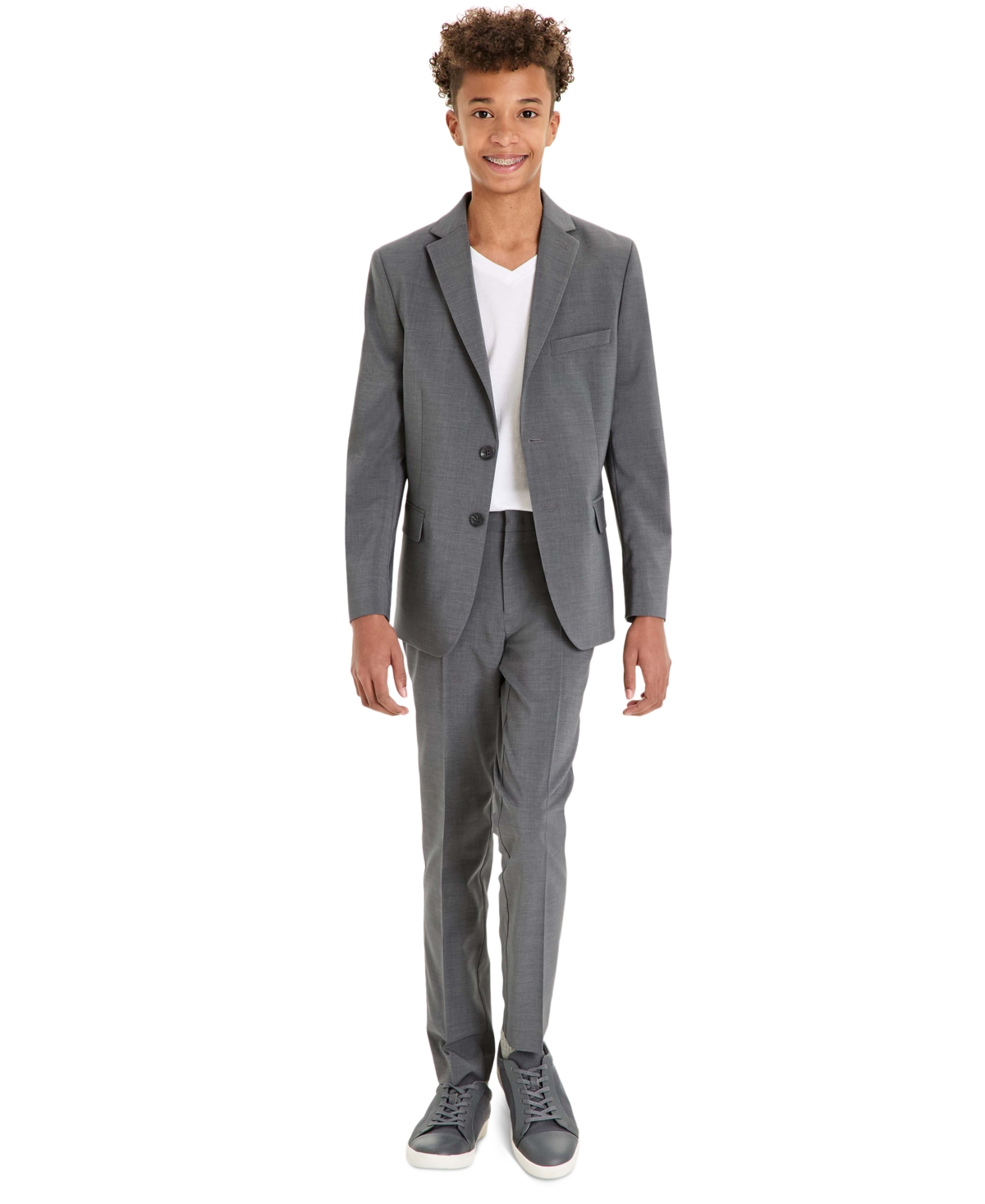 Kenneth Cole Reaction Big Boys Slim-fit Pants In Med Gray