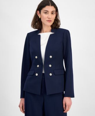 Tahari ASL - Women's Notch-Neck Faux Double-Breasted Blazer