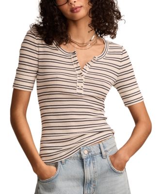 Lucky Brand - Women's Ribbed Henley T-Shirt