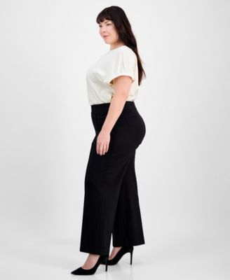 Plus Size Pintucked Pull-On Pants 