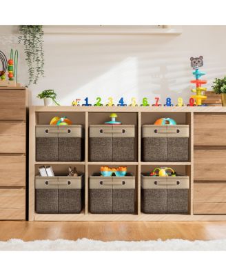 6 Pack 15 inch Collapsible Storage Bins with Handles - Perfect for Home Storage & Organization