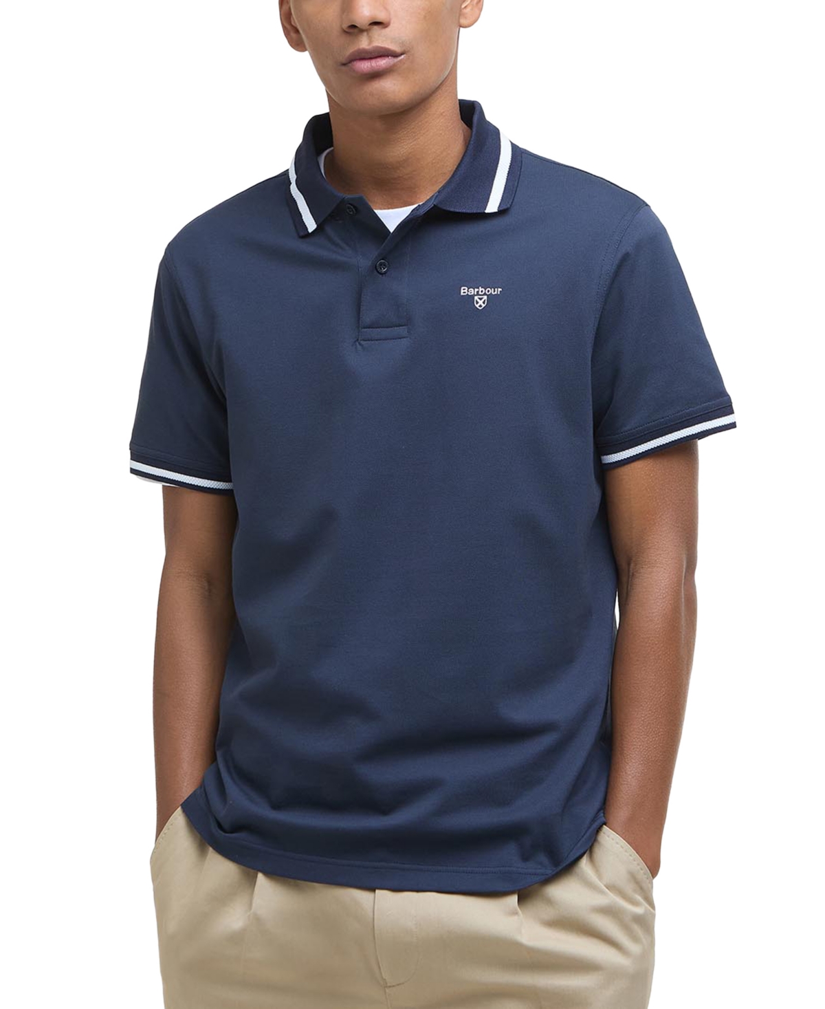 Shop Barbour Men's Ferrybridge Lightweight Polo Shirt In Navy