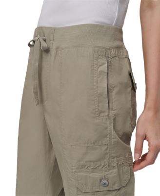Sport Women's Cotton Ribbed-Waist Jogger Cargo Pants