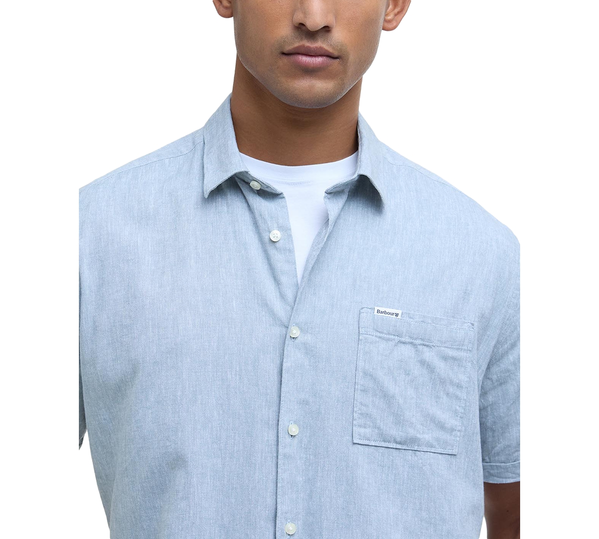 Barbour Nelson Linen & Cotton Button-up Shirt In Lead