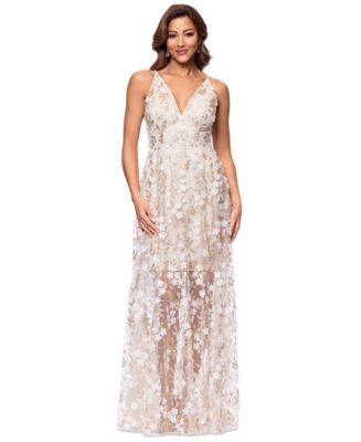 XSCAPE Women's Sequin Embellished V-Neck Sleeveless Gown - Macy's
