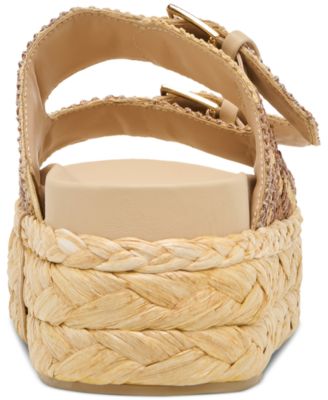 Women's Falyn Platform Double Buckle Raffia Woven Footbed Sandals