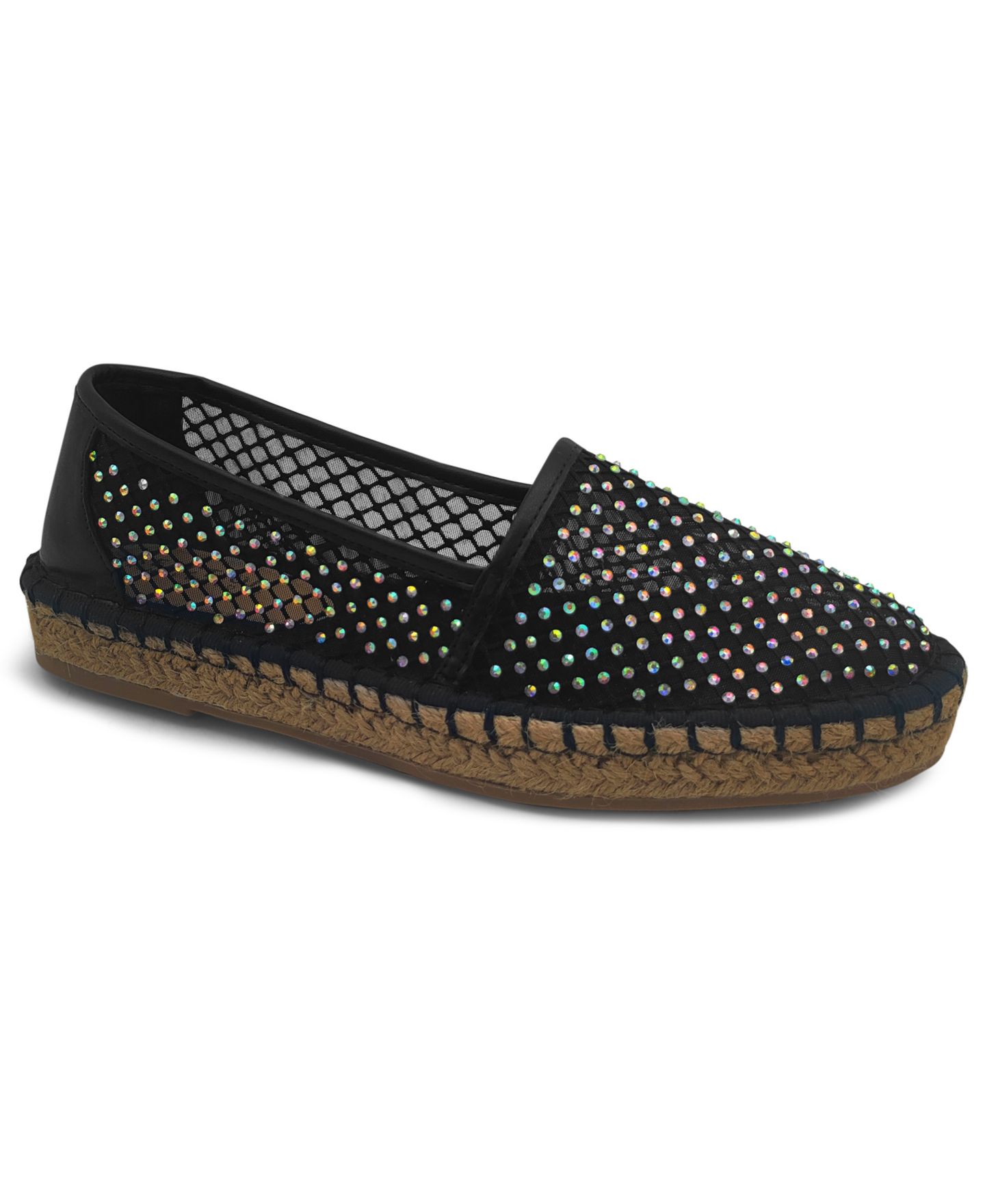 Женские балетки Kenneth Cole Reaction Bonne Round Toe Espadrille Flats, цвет: Чёрный сетчатый — фото 1