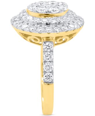 Lab-Grown Diamond Halo Cluster Ring (2 ct. t.w.) in Sterling Silver or 14K Gold-Plated Sterling Silver