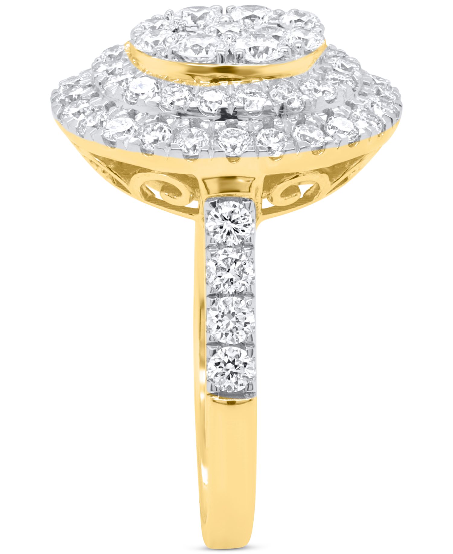 Lab-Grown Diamond Halo Cluster Ring (2 ct. t.w.) in Sterling Silver or 14K Gold-Plated Sterling Silver