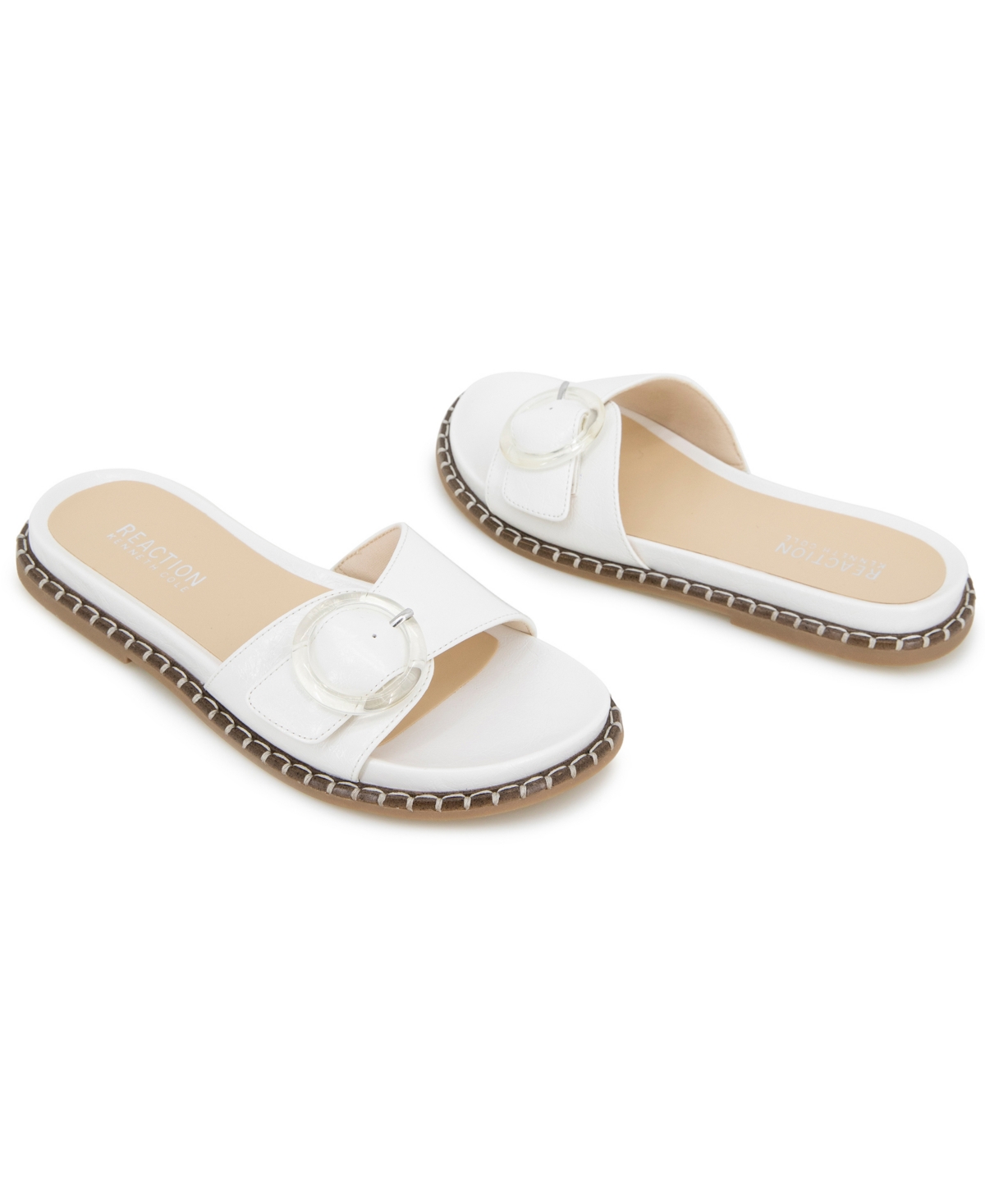 Kenneth Cole Reaction Women's Syrena Round Toe Flat Sandals In Ecru