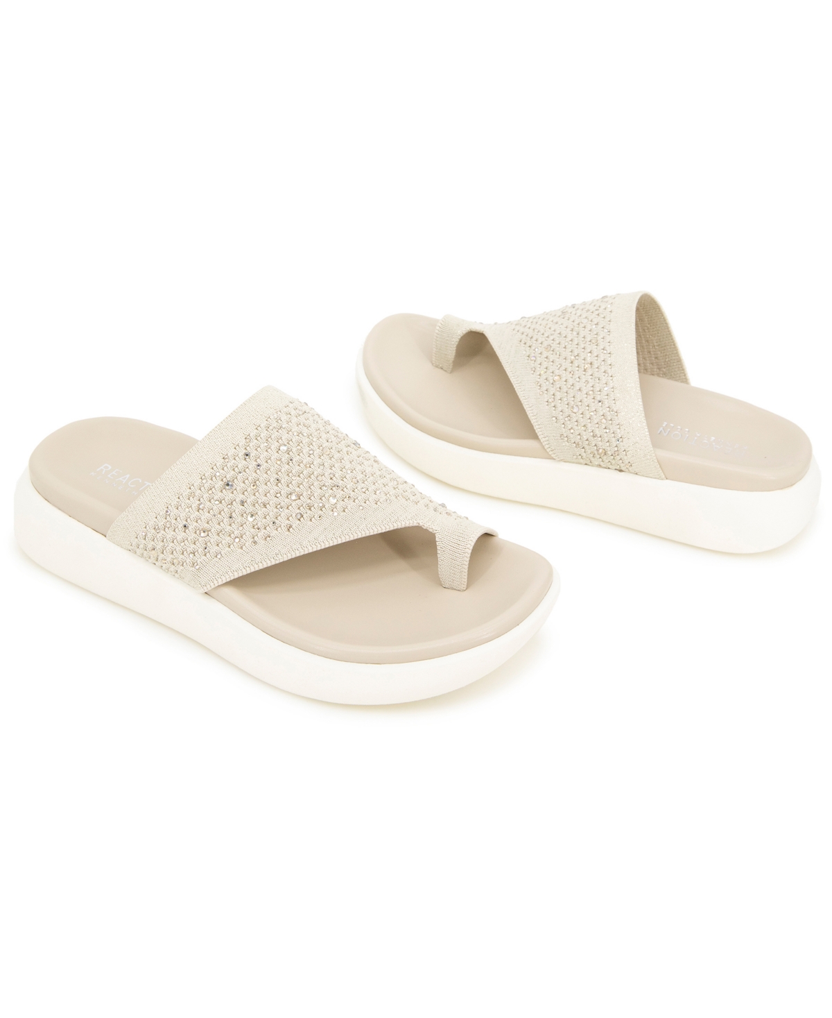 Kenneth Cole Reaction Women's Teffi Knit Round Toe Flat Sandals In Natural Knit