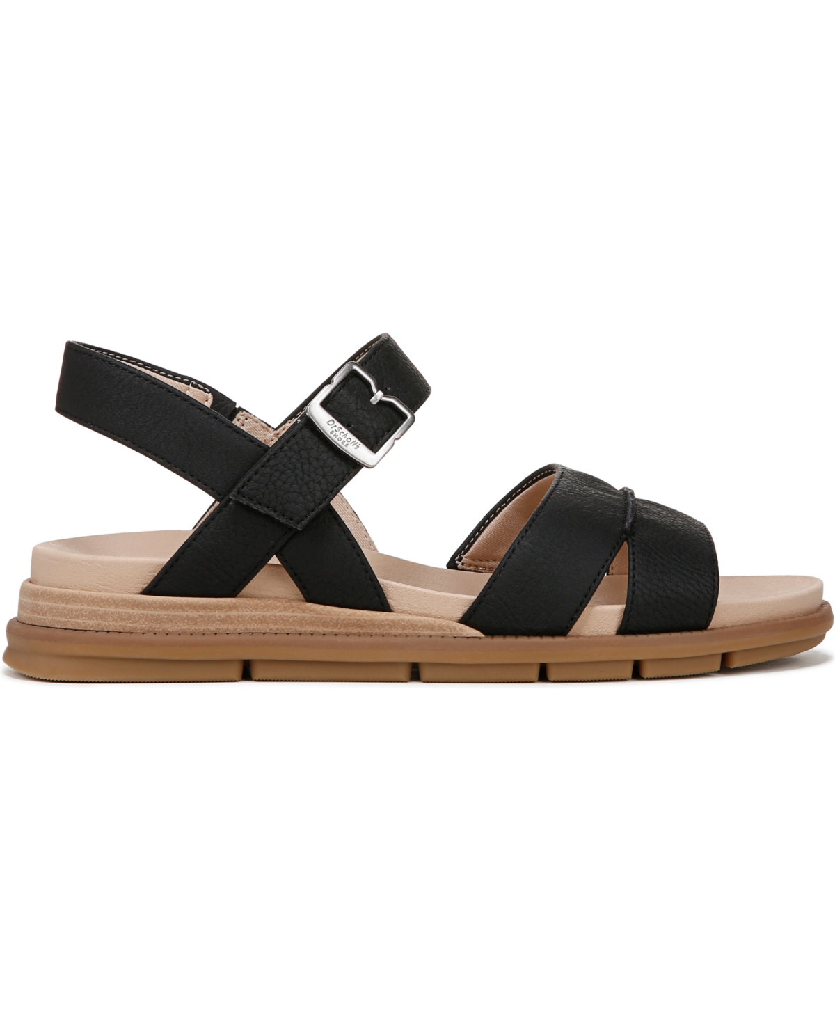 Shop Dr. Scholl's Women's Timeless Fun Open Round Toe Strappy Sandals In Black Faux Leather