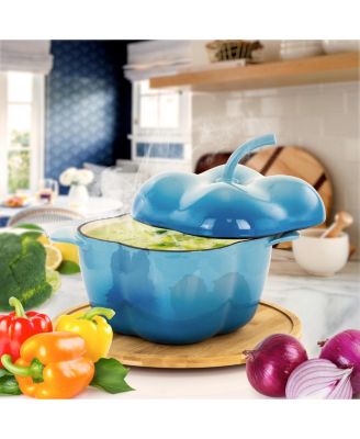 Pepper Shaped 3 Quart Enameled Cast Iron Casserole in Blue