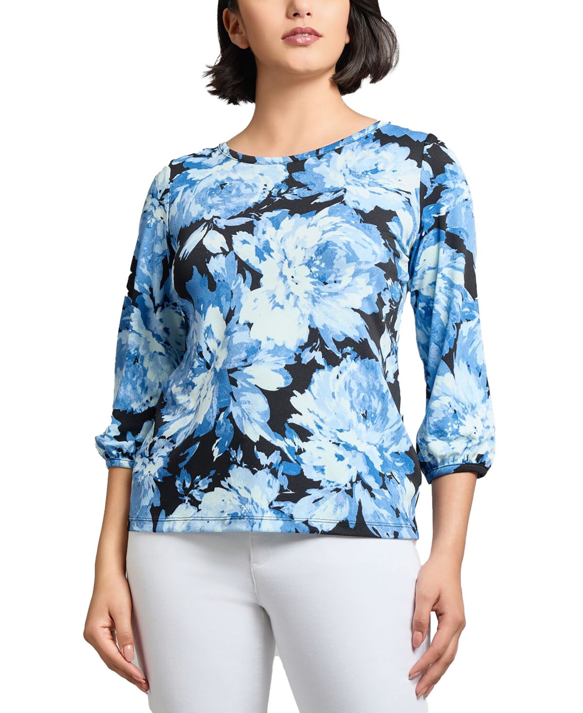 Women's Printed Moss Crepe Blouse - Jones Black Multi