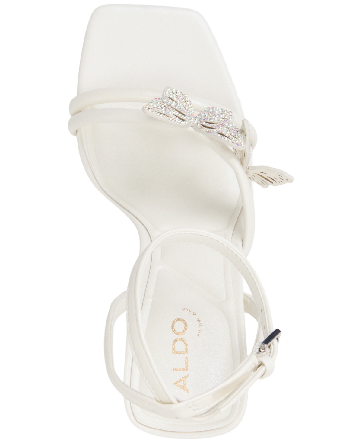 Shop Aldo Women's Laylia Butterfly Strappy Dress Sandals In White,bone Metallic