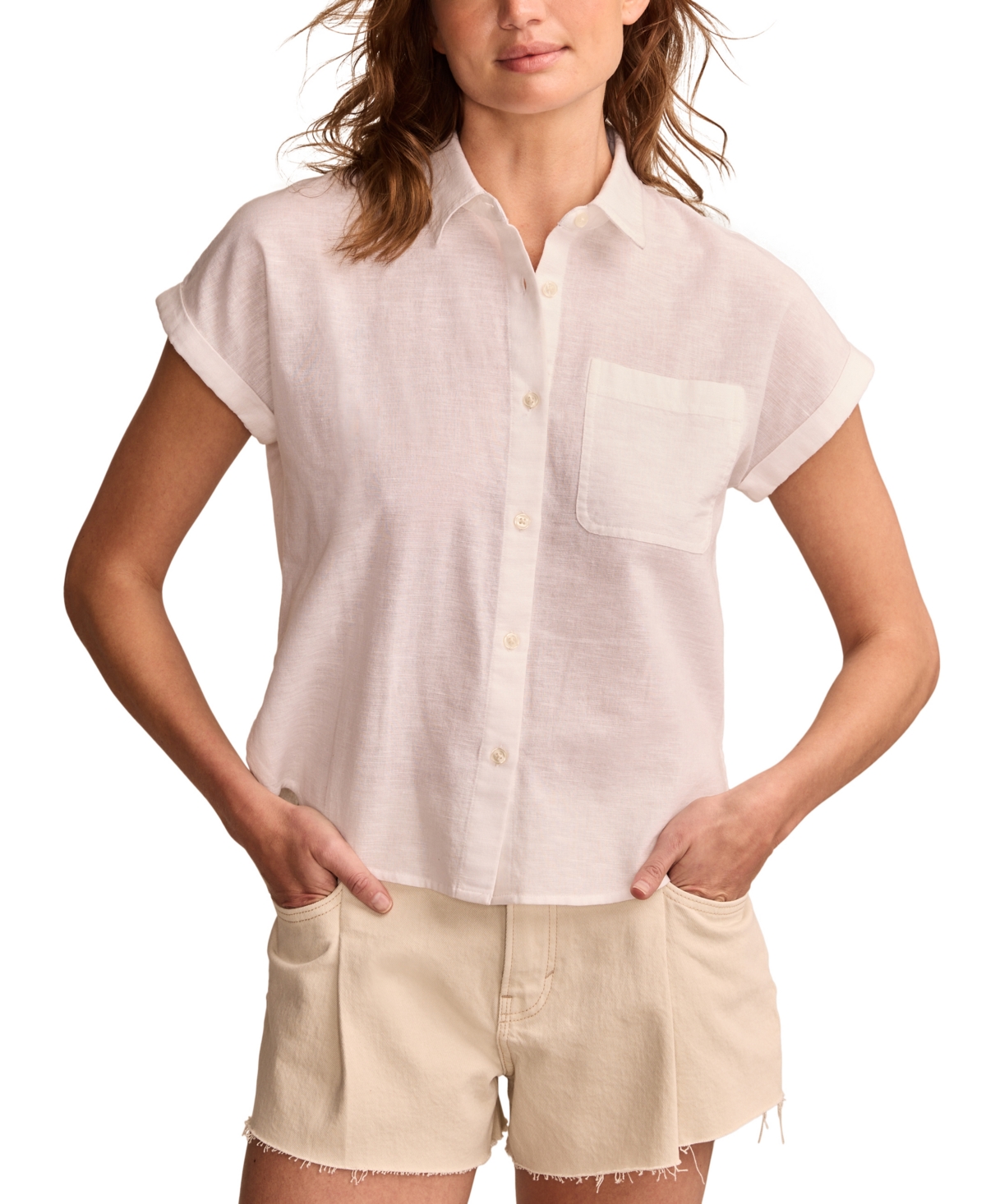 Women's Rolled-Sleeve Button-Down Shirt - Dusty Olive