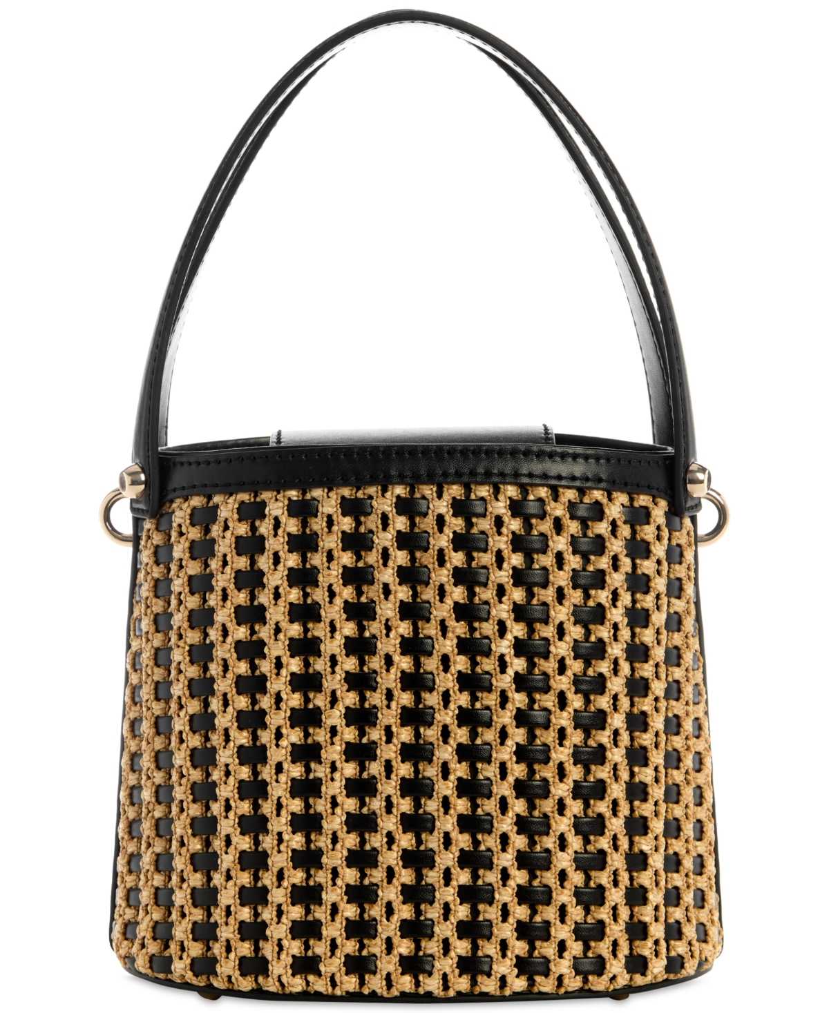 GUESS ATALIA MINI RAFFIA CROSSBODY BUCKET BAG 
