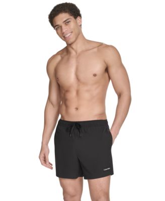 Calvin Klein - Men's Core Euro Regular-Fit Quick-Dry 5" Swim Trunks with Compression Short Liner
