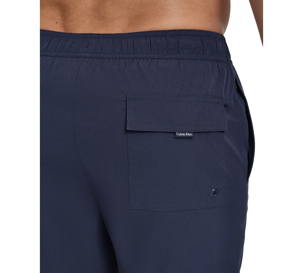 Shop Calvin Klein Men's Core Euro Regular-fit Quick-dry 5" Swim Trunks With Compression Short Liner In Navy