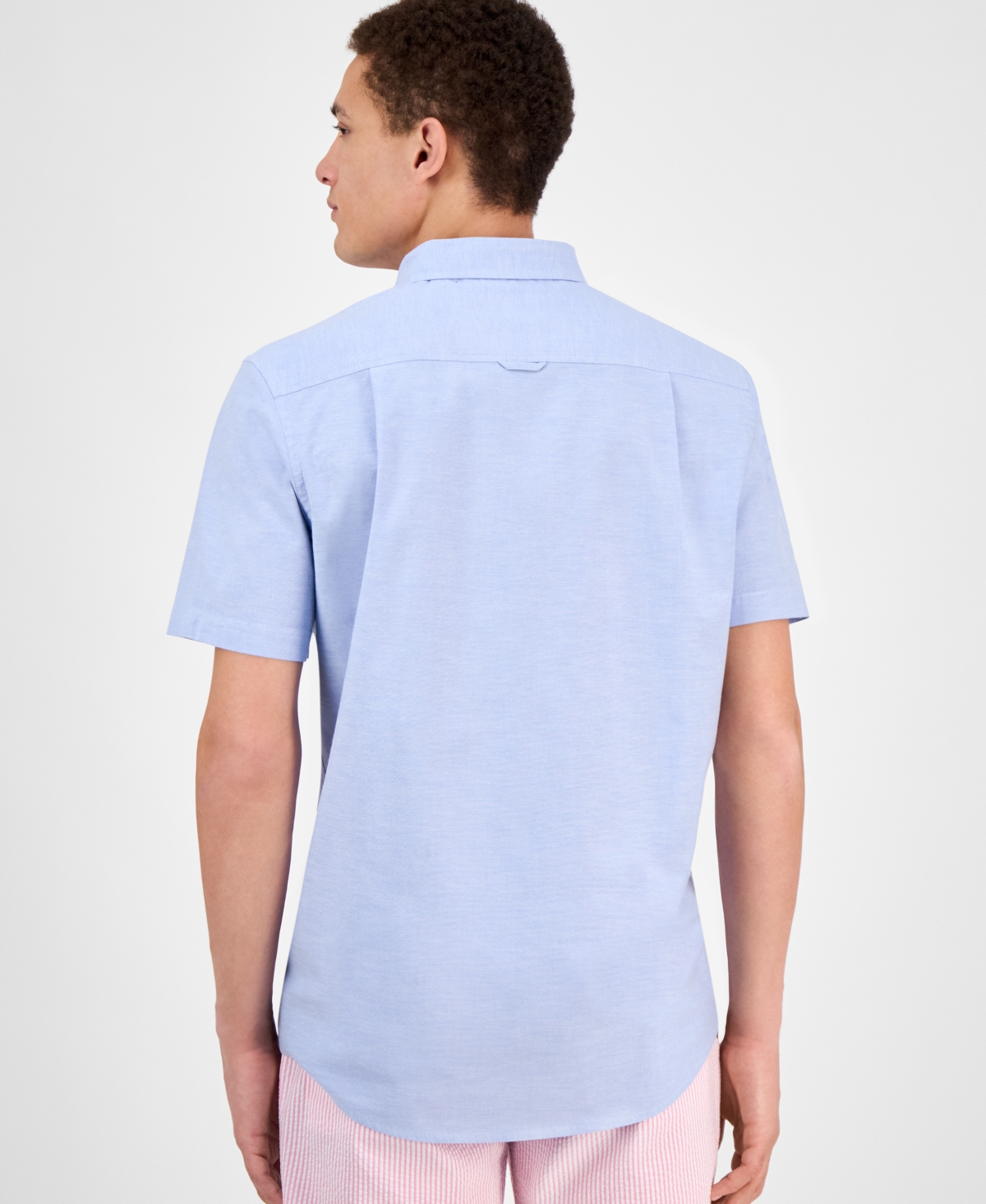 Club Room Men's Short Sleeve Button-down Oxford Shirt, Created For Macy's In Lupine Blu