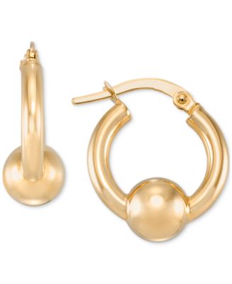 Macy's - Polished Bead Hoop Earrings in 10k Yellow Gold