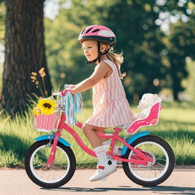 Girls Bike for Kids with Doll Seat and Training Wheels for Safe and Fun Riding