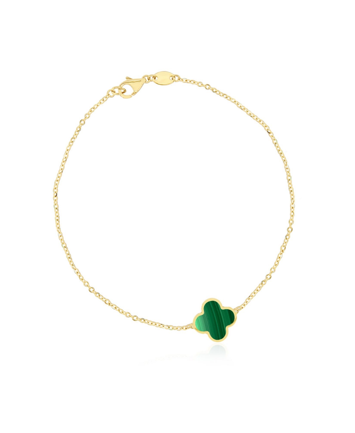 The Lovery Small Malachite Single Clover Bracelet 14K Gold - Malachite