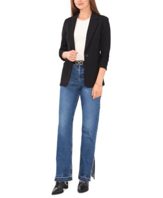 Women's Ruched-Sleeve Ponte Blazer