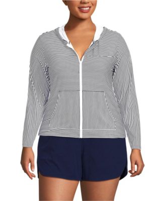 Plus Size SunShade UPF 50 Hooded Zip Front Rash Guard