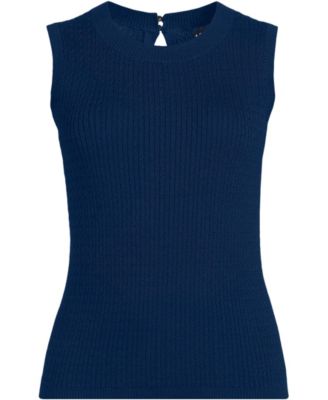 Women's Fine Gauge Baby Cable Crew Neck Sleeveless Sweater - Set Top