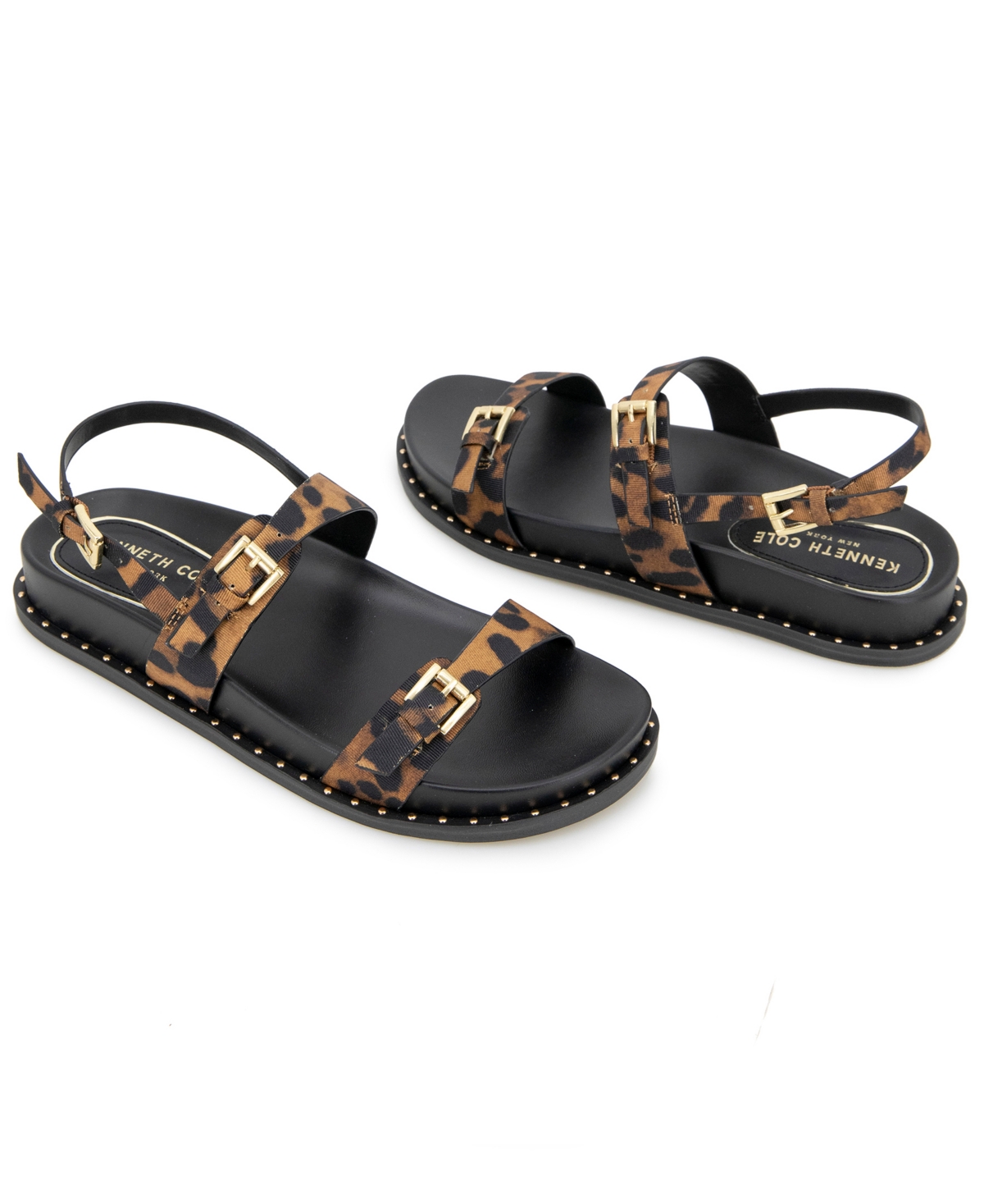Kenneth Cole New York Women's Drinity Round Toe Flat Sandals In Leopard