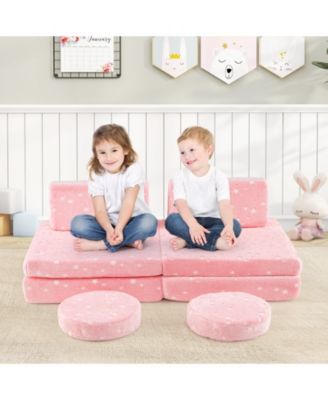 Modular Kids Play Couch Set Glow-in-the-Dark with Portable Handles Fun and Versatile Seating for Toddlers