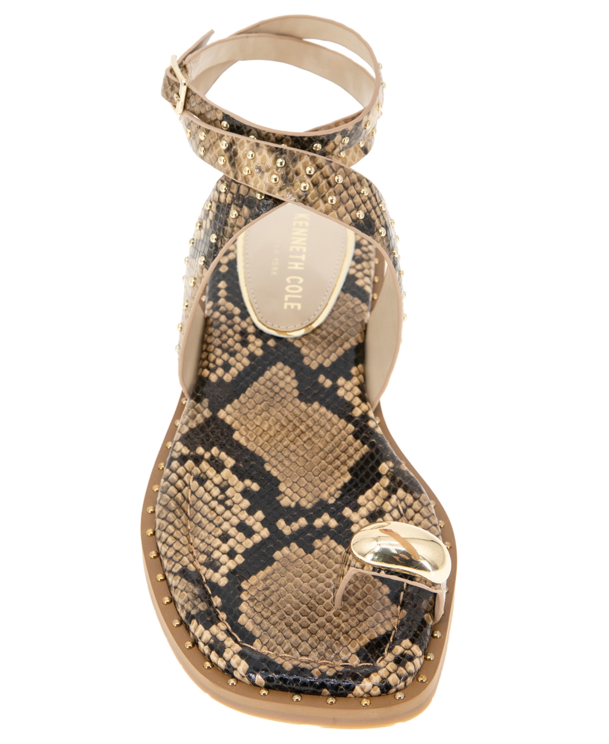 Kenneth Cole New York Women's Ravenn Square Toe Flat Sandals In Sand Snake