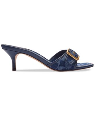 Margot Kitten-Heel Buckled Slide Sandals