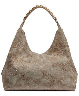 Donna Karan New York Bellmore Small Floral Embroidery Shoulder with Bezel Strap
