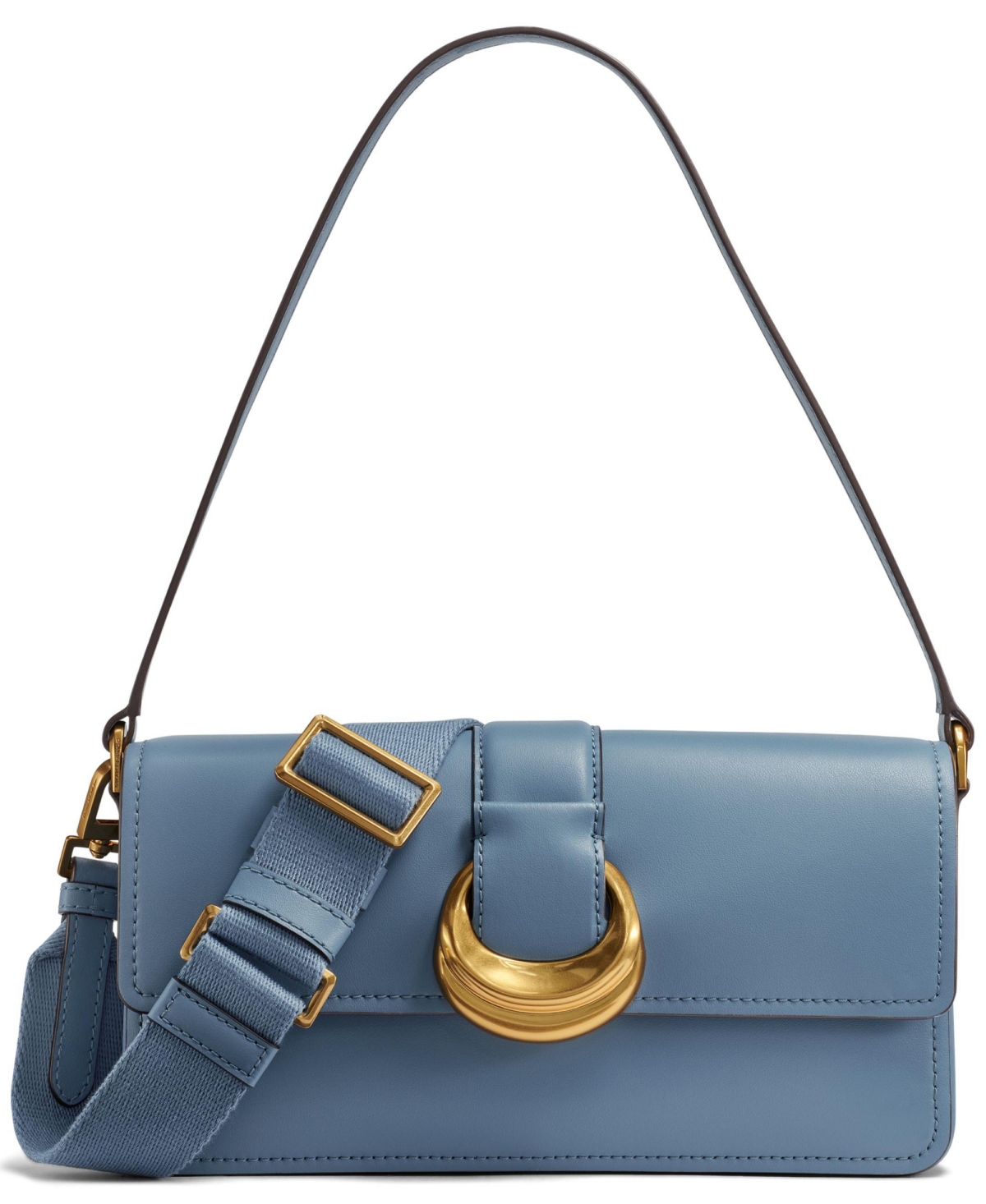 DONNA KARAN VALLEY STREAM LEATHER BUCKLE SHOULDER WITH REMOVABLE STRAP