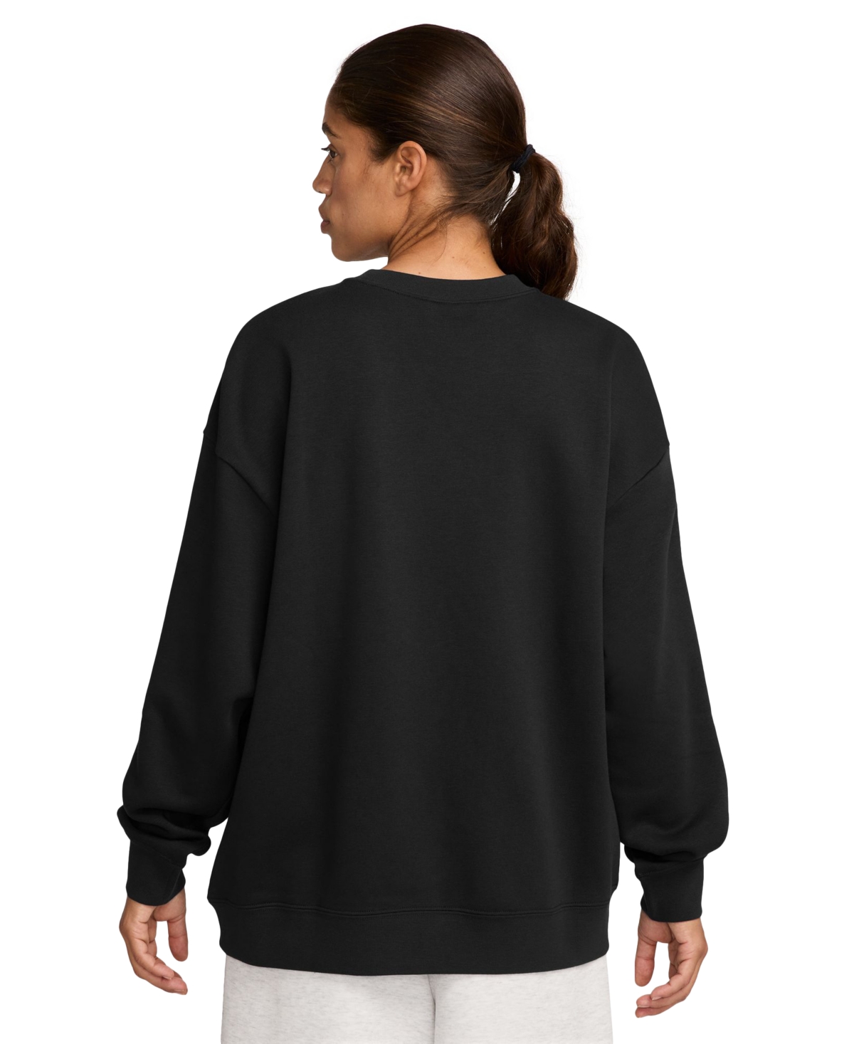 Nike Club Fleece Loose Fit Crewneck Sweatshirt In Black,white