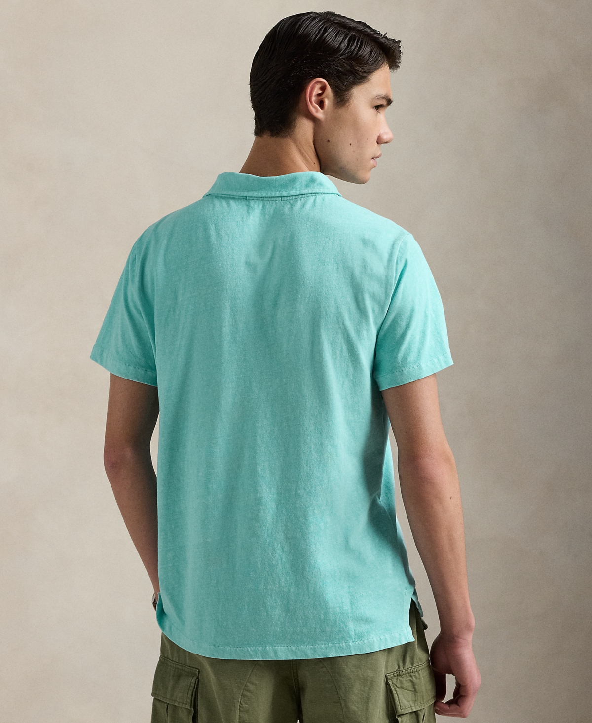 Polo Ralph Lauren Linen & Cotton Polo In Aqua Blue