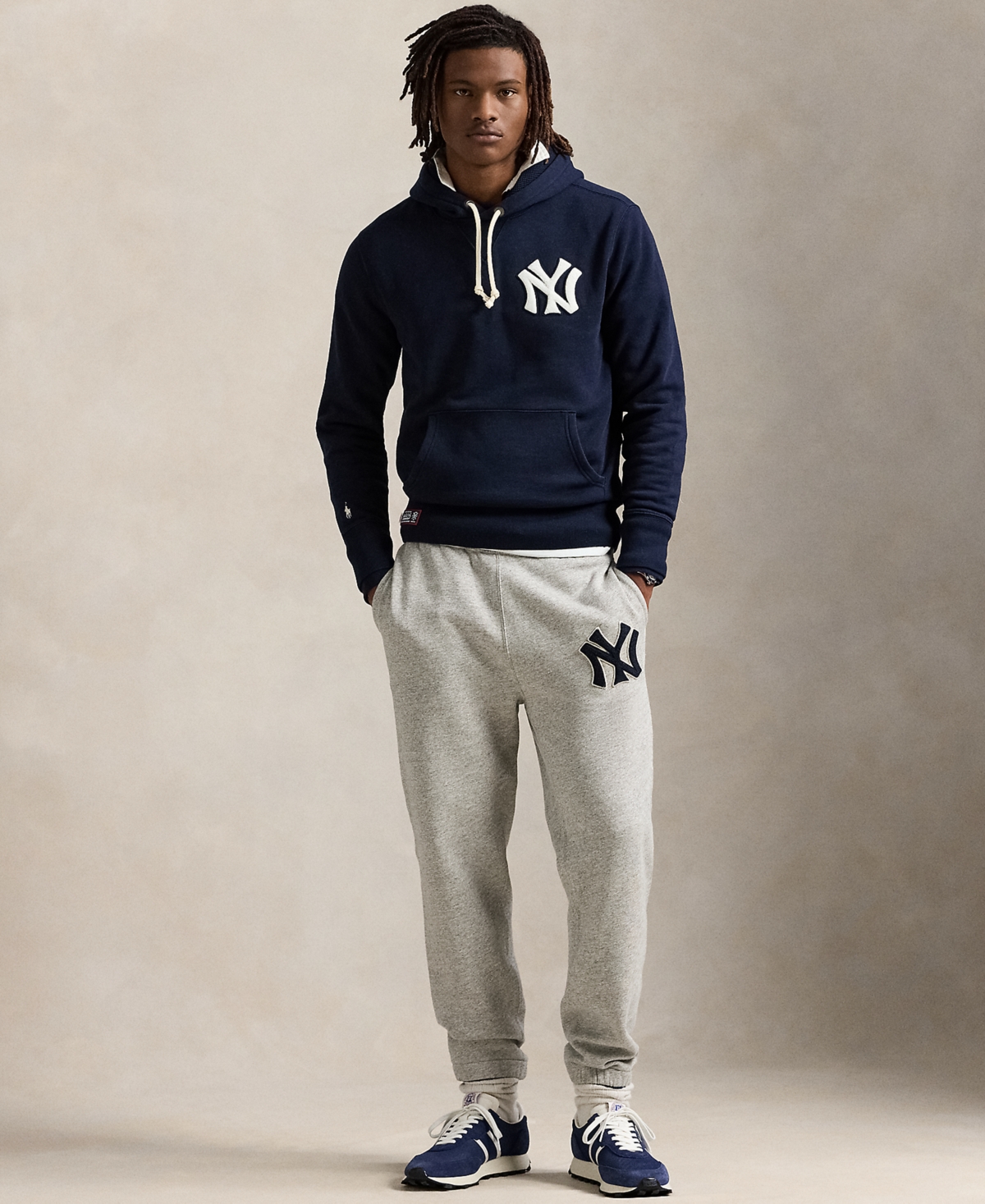 Polo Ralph Lauren Unisex Yankees Fleece Hoodie In Aviator Navy