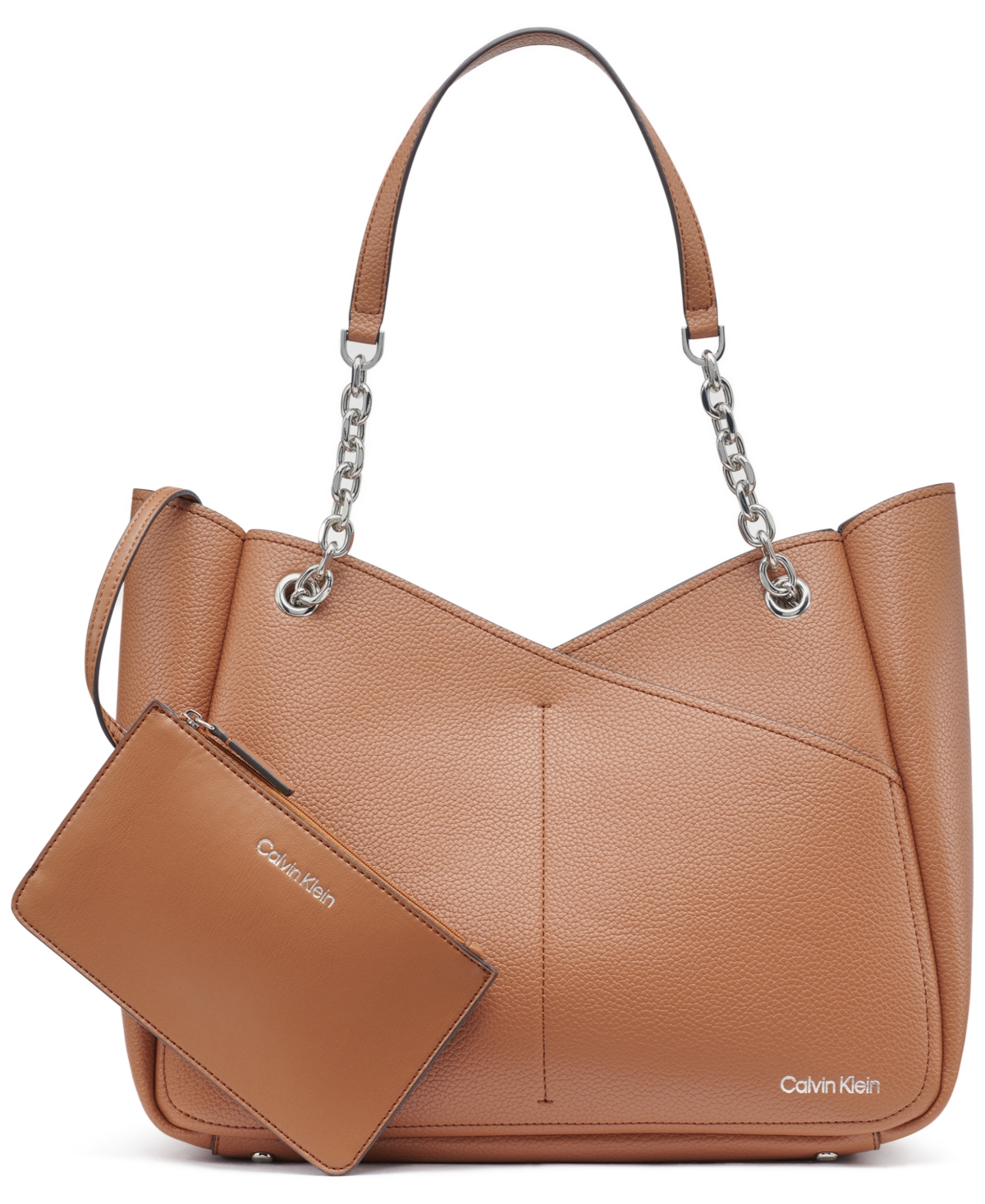 Calvin Klein Zoe Large Tote Bag In Caramel