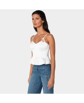 Women's Satin Rhinestone Bow Strap Corset