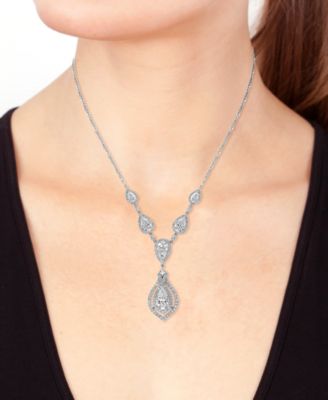 EFFY&reg; Lab Grown Diamond Pear & Round Fancy 18" Collar Necklace (6-1/2 ct. t.w.) in 14K White Gold