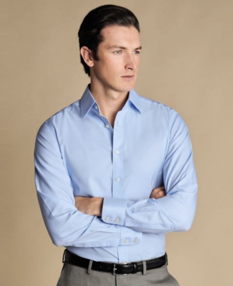 Мужская рубашка Charles Tyrwhitt Slim-Fit Dress Shirt, цвет: Синий