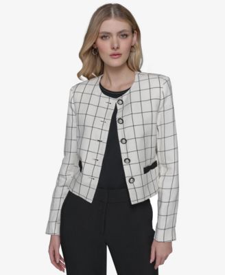 Women's Windowpane-Print Jacket