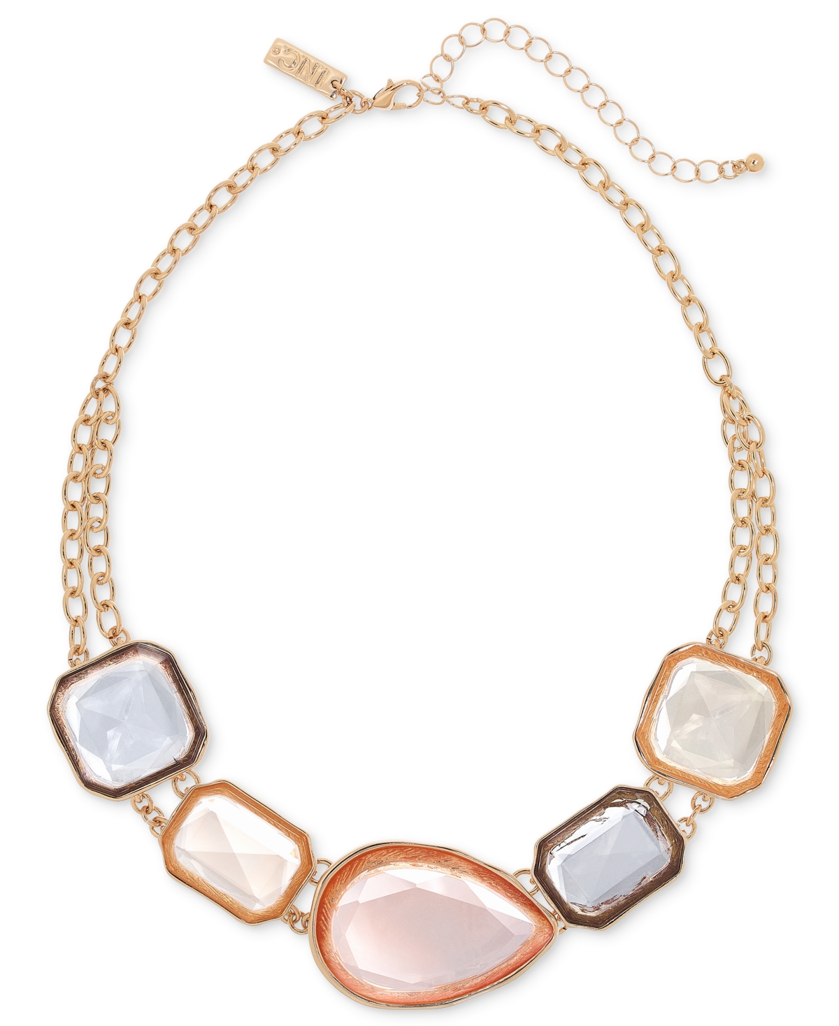 Inc International Concepts Gold-tone Mixed Stone Double Chain Statement Necklace, 16" + 3" Extender, Exclusively At Macy's