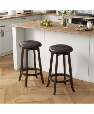29" Counter Height Stools Set of 2 with 360° Swivel Round Seat & Footrest