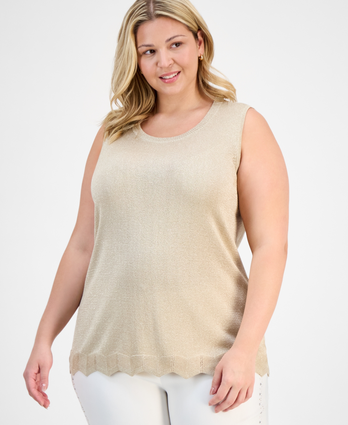 Jm Collection Plus Size Metallic Shine Sweater Tank Exclusively At Macy's
