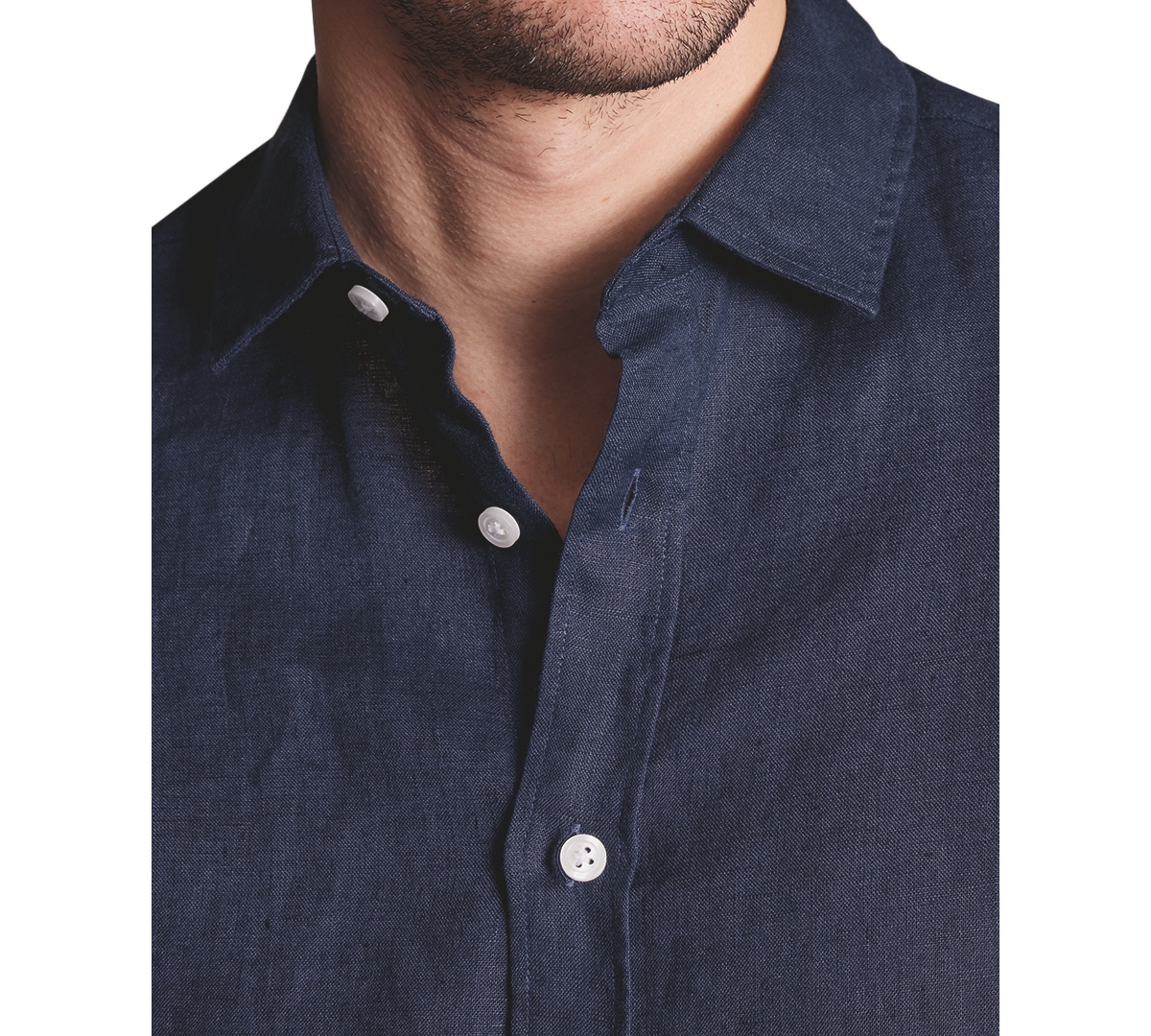 CHARLES TYRWHITT MEN'S SLIM FIT LONG SLEEVE LINEN BUTTON-FRONT SHIRT 