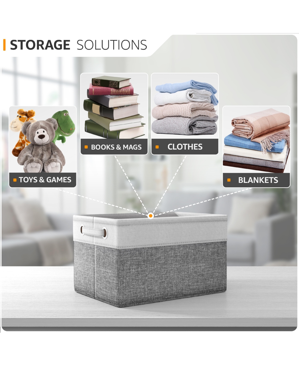 Sorbus 3 Pack 15 inch Collapsible Storage Bins with Handles - Perfect for Home Storage & Organization